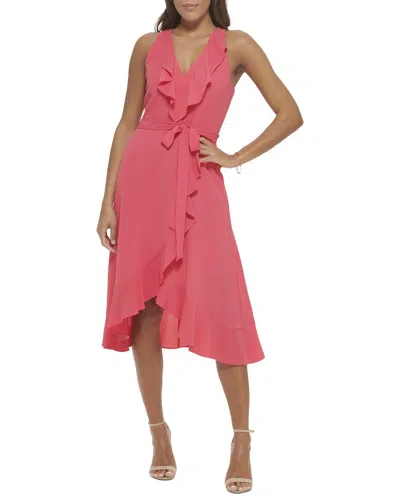 Kensie Crepe Scuba Midi Dress In Pink