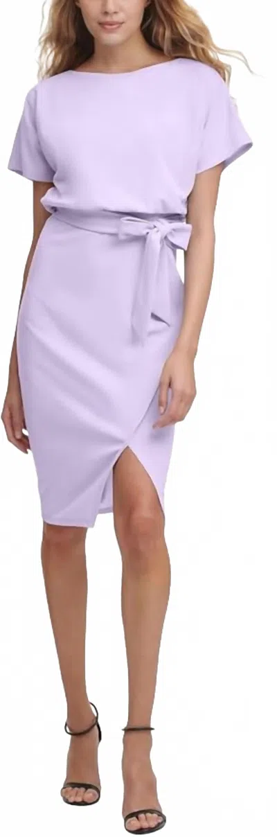 Kensie Crepe Scuba Wrap Midi Dress In Lavender In Purple