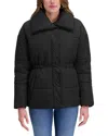 Kensie Envelope Collar Puffer Coat In Black