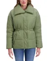 Kensie Envelope Collar Puffer Coat In Green
