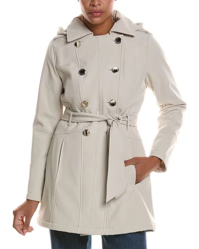 Kensie Double Breasted Softshell Jacket In Ivory
