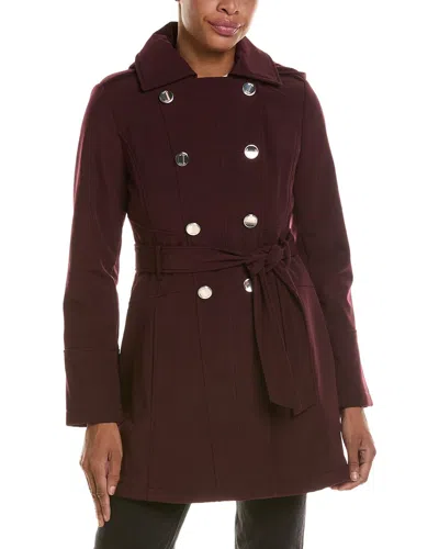 Kensie Double Breasted Softshell Jacket In Red