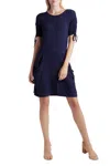 Kensie Draped French Terry Dress In Navy In Blue