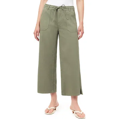 Kensie Drapey Easy Cropped Drawstring Pants In Green