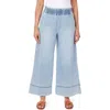 Kensie Drapey Stitch Detail Wide Leg Jeans In Blue