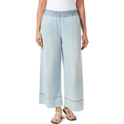 Kensie Drapey Stitch Detail Wide Leg Jeans In Blue