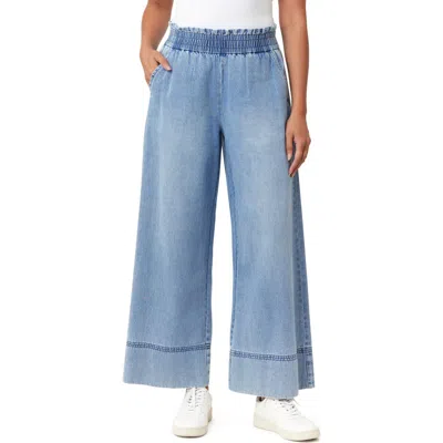 Kensie Drapey Stitch Detail Wide Leg Jeans In Blue