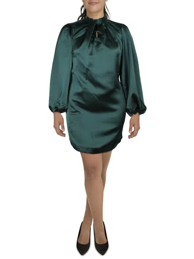 Kensie Dresses Plus Womens Satin Short Mini Dress In Green