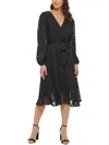 Kensie Dresses Womens Chiffon Fit & Flare Dress In Black