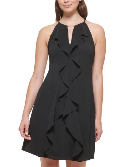 Kensie Dresses Womens Keyhole Midi Fit & Flare Dress In Black
