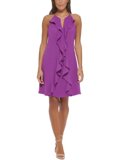 Kensie Dresses Womens Keyhole Midi Fit & Flare Dress In Purple