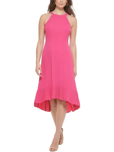 Kensie Dresses Womens Pleated Tea Length Midi Dress In Pink