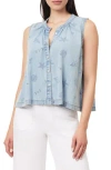 Kensie Easy Button Down Tank In Blue