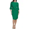 Kensie Elbow Length Bell Sleeve Sheath Dress In Tropical Green