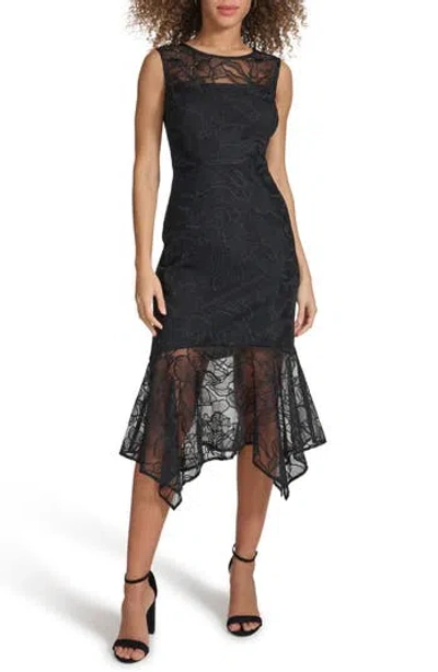 KENSIE KENSIE EMBROIDERED ASYMMETRIC DRESS