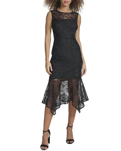 KENSIE EMBROIDERED COTTON MIDI DRESS