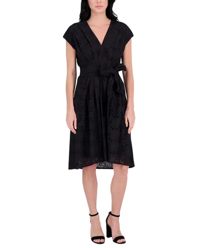 Kensie Embroidered Midi Dress In Black
