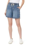Kensie Embroidered Pull-on Denim Shorts In Blue