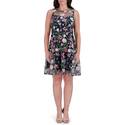 Kensie Embroidered Sleeveless Dress In Multi