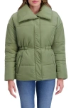 Kensie Envelope Collar Puffer Coat In Green