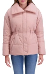 Kensie Envelope Collar Puffer Coat In Pink