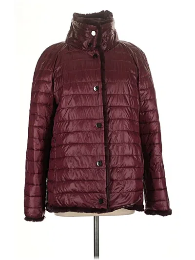 Pre-owned Kensie Faux Fur Jacket In Burgundy