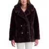 Kensie Faux Shearling Coat In Brown