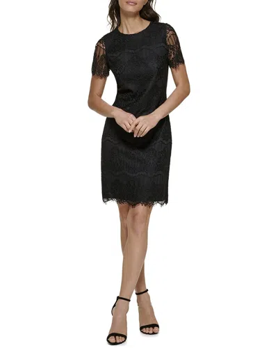Kensie Floral Lace Mini Dress In Black