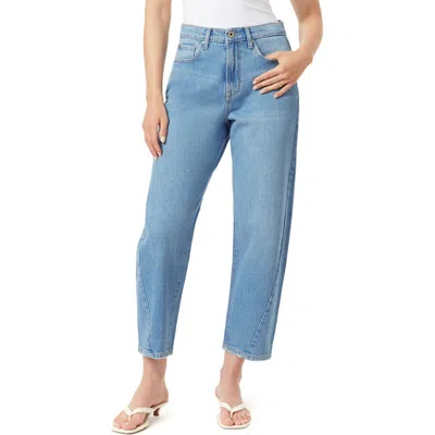 Kensie Forward Side Seam Barrel Leg Jeans In Blue