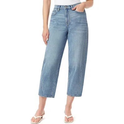 Kensie Forward Side Seam Barrel Leg Jeans In Blue