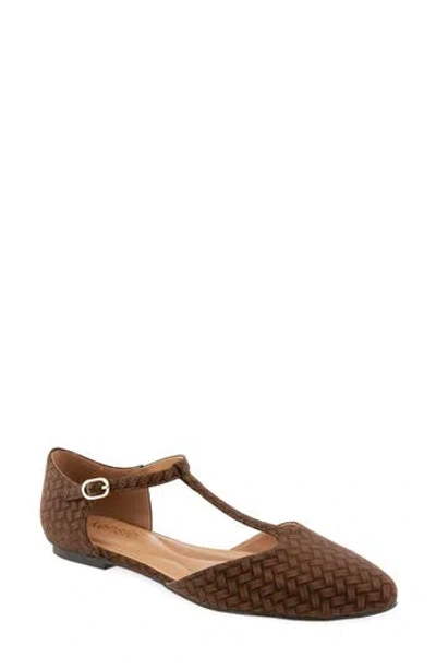 Kensie Gabrielle Woven Mary Jane Flat In Brown