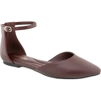 Kensie Gaeta Ankle Strap Pointed Toe Flat In Burgundy