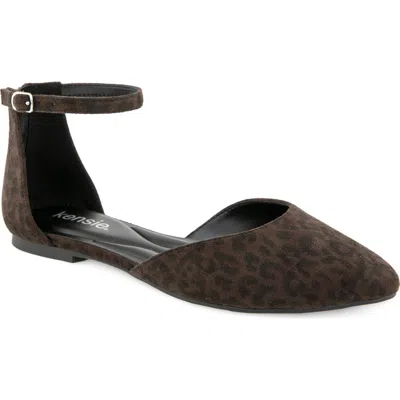 Kensie Gaeta Ankle Strap Pointed Toe Flat In Brown