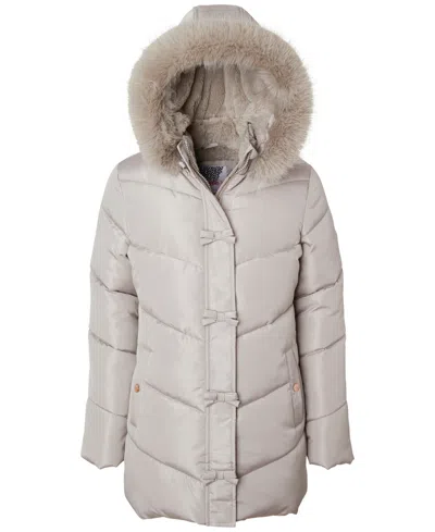 Kensie Girl Kids' Girls' 6-16 Bow Hooded Puffer Jacket In Gray