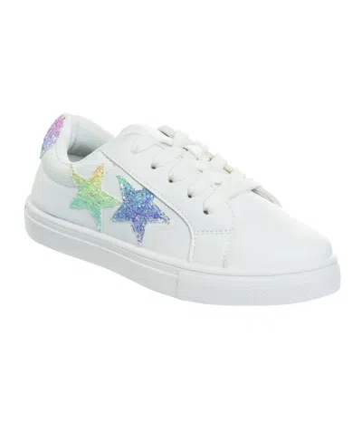 Kensie Girl Kids' Big Girls Lace Up Glittery Casual Sneakers In White