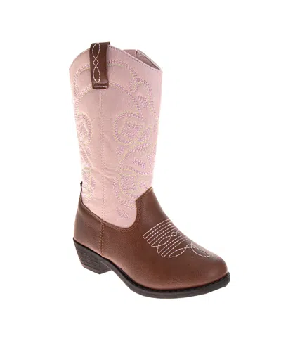 Kensie Girl Little Kids Embroidered Cowgirl Boots In Pink,brown