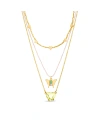 KENSIE GOLD-TONE 3 PIECE LAYERED NECKLACE SET WITH HEART AND BUTTERFLY CHARM PENDANTS