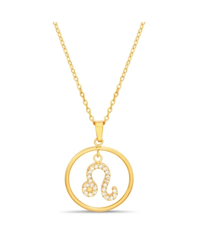 Kensie Gold-tone Dangle Round Initial Pendant Necklace In Leo