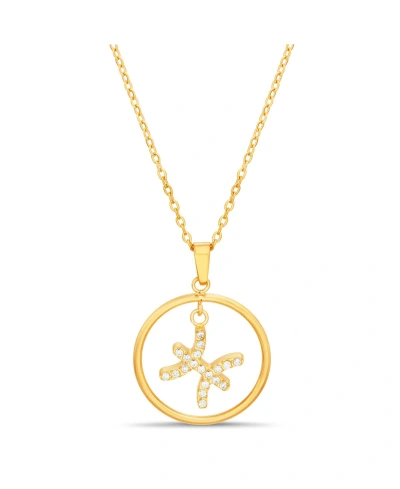 Kensie Gold-tone Dangle Round Initial Pendant Necklace In Pisces