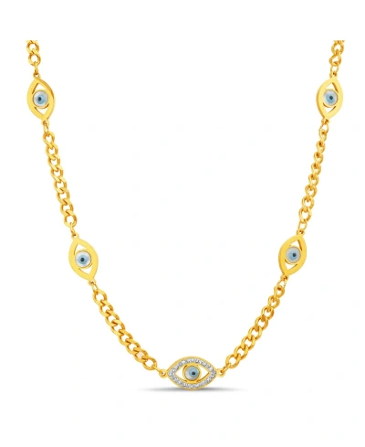 Kensie Gold-tone Evil Eye Charm Station Necklace