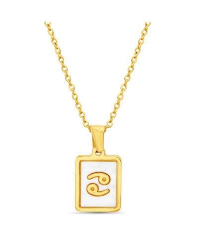 Kensie Gold-tone Tag Zodiac Sign Pendant Necklace In Cancer