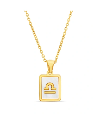 Kensie Gold-tone Tag Zodiac Sign Pendant Necklace In Libra