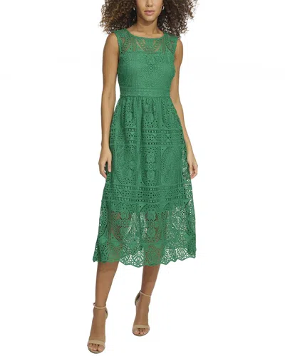 KENSIE HEAVY FLORAL LACE MIDI DRESS