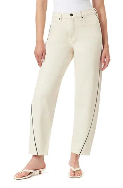 Kensie High Rise Piped Barrel Leg Pants In White
