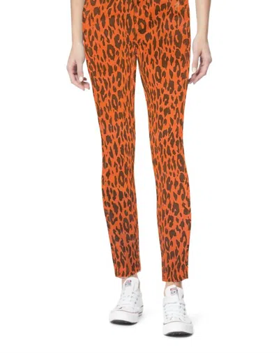 Kensie High Rise Raw Hem Skinny Jeans In Leopard In Orange