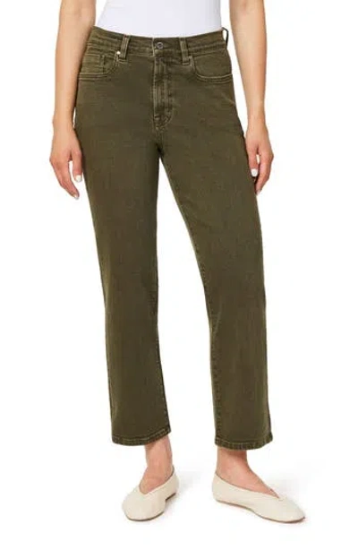 Kensie High Rise Slim Straight Crop Jean In Green