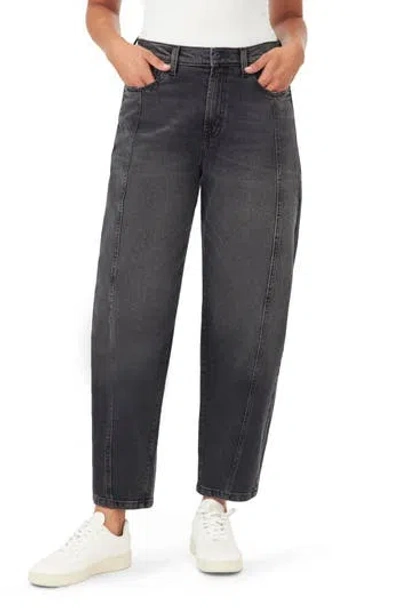 Kensie High Waist Ankle Barrel Leg Jeans In Gray