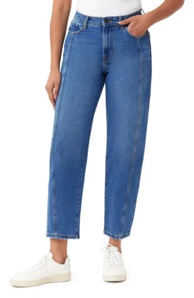 Kensie High Waist Ankle Barrel Leg Jeans In Red