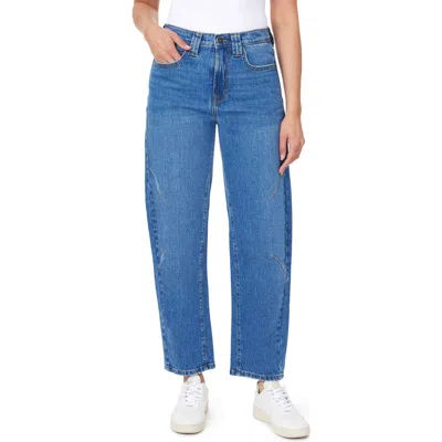 Kensie High Waist Barrel Jeans In Blue