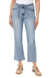 Kensie High Waist Belted Flare Leg Cropped Jeans In Blue